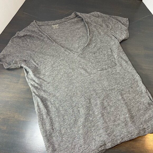 Madewell Whisper Cotton V-Neck Pocket Tee – Heather Gray - Size XS - Picture 1 of 5